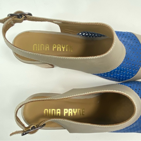 Anthropologie Nina Payne 8.5 9 Slingback Sandal Lina Heels Blue Leather EU 39 - Picture 7 of 11